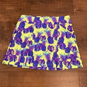 Tzu Tzu Skort Tropical Pineapple Golf Tennis Sporty Chic Activewear Women’s L